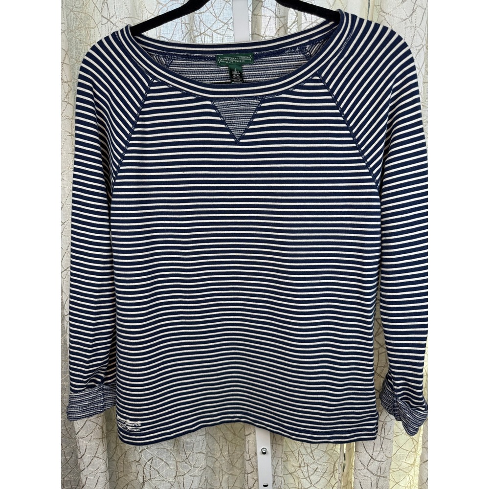 Lauren Jeans‎ Co. Ralph Lauren Nautical Striped Long Sleeve Top Women's Small